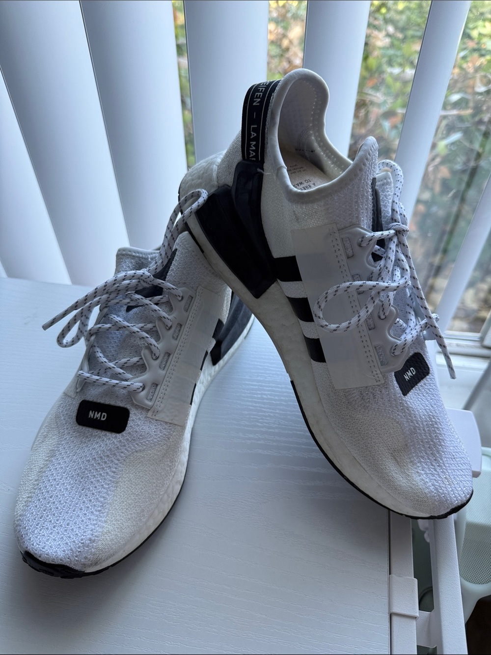 adidas White and Black NMD R1 Primeknit Men's Sneakers